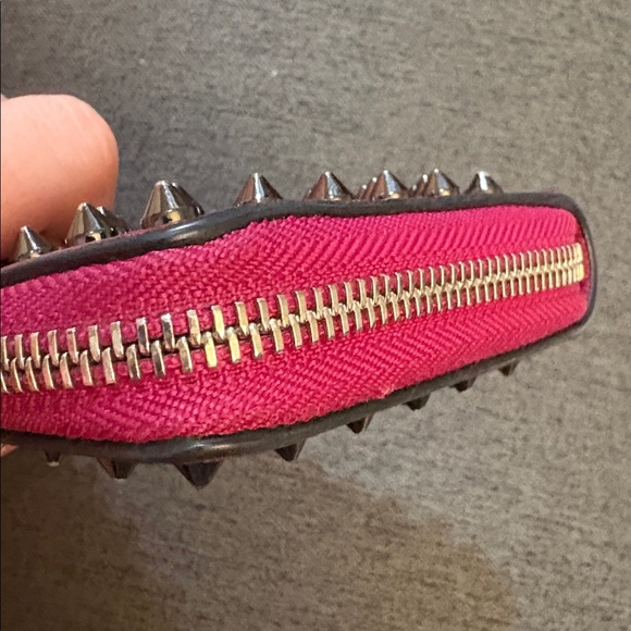 Christian Louboutin Panettone Burgundy Studded Zip Wallet - Picture 13 of 13